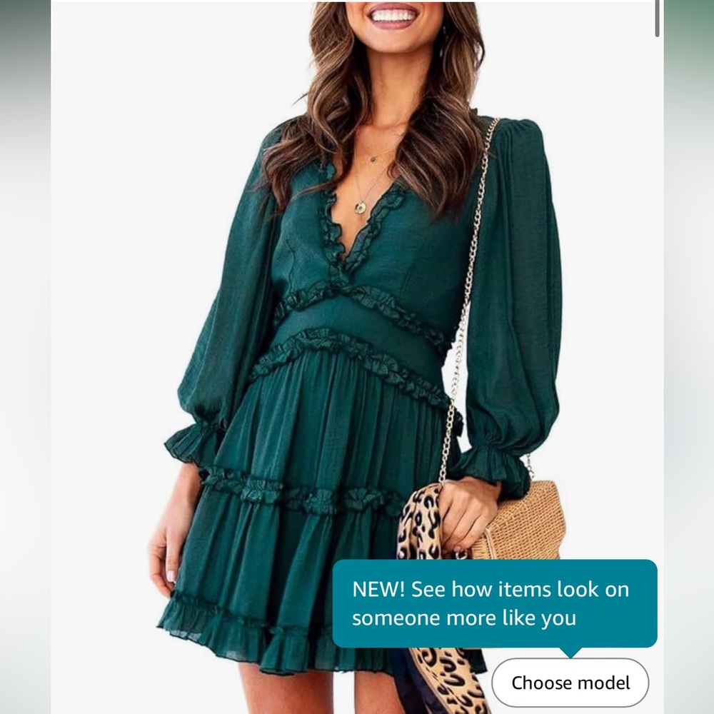 Teal long sleeved dress w/back cutout detail!
